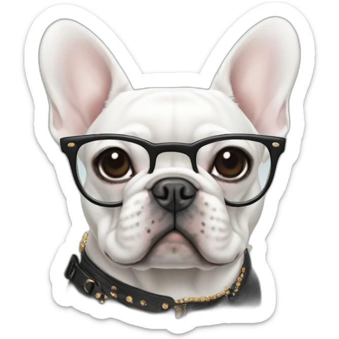 Fashion white FRENCH BULLDOG with fashion glasses sticker