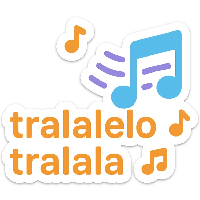 flat color icon of 'Tralalelo tralala', stylized, fun, with a sense of rhythm or melody sticker