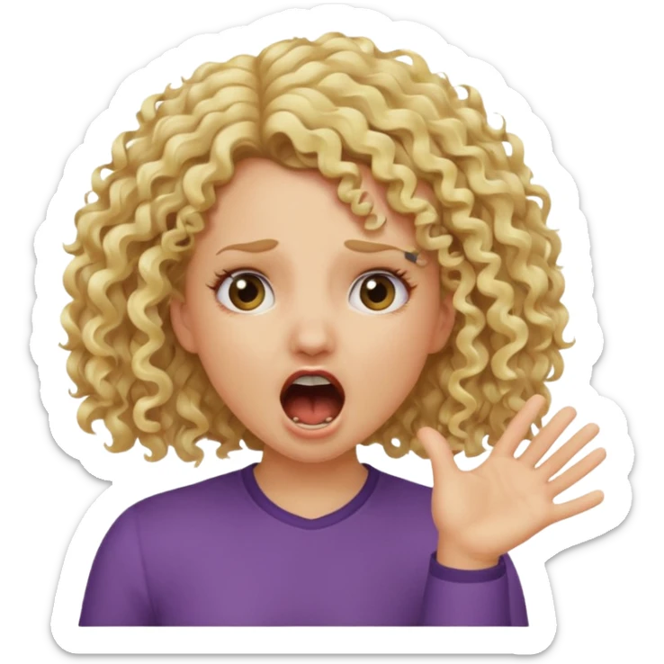 Emoji di ragazza bionda riccia che urla ma non è spaventata e mette una mano in faccia sticker