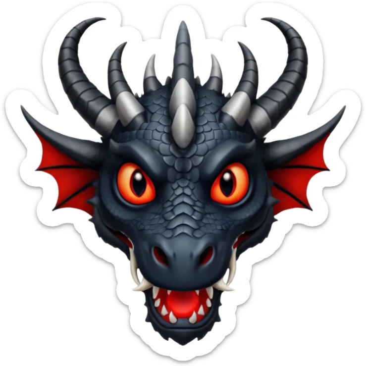 A black dragon with red brillants eyes, great black horns who say hi. sticker