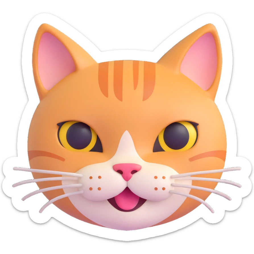 cute and trendy emote of a cat face with a human body, winking, clear background sticker