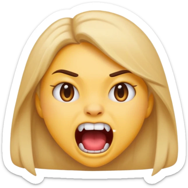 A girl growling like rawr silly vibes but make it an emoji not real human sticker