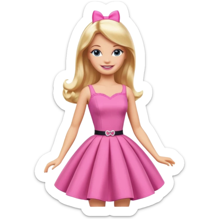barbie wear pink dress sticker