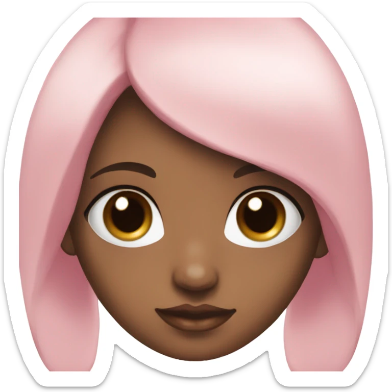 brown doll eyes, black hair, feminine, pink, girl, angelic sticker