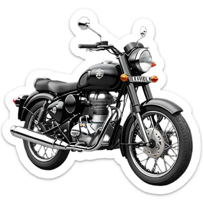 Royal Enfield classic reborn stealth Balck with number plate TN78F4252 sticker