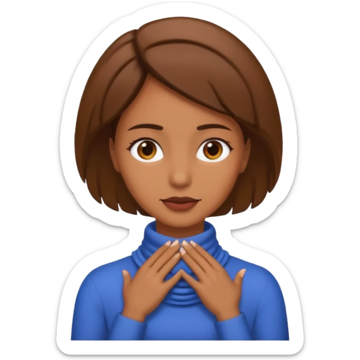 a brownskin emoji woman with her hands around her neck sticker