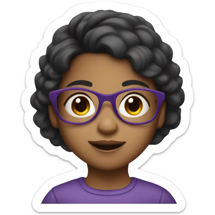 little girl in purple glasses and dark hair sticker