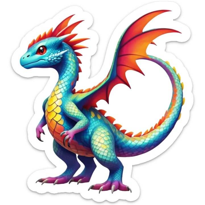 exotic tropical fantasy-creature-Fakémon-Pokémon, full body, with markings sticker