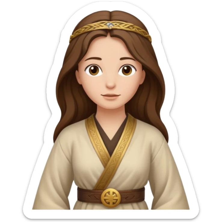 Jerusalem woman in historical attire, robe, belt, hair uncovered, no headscarf or religious symbols sticker