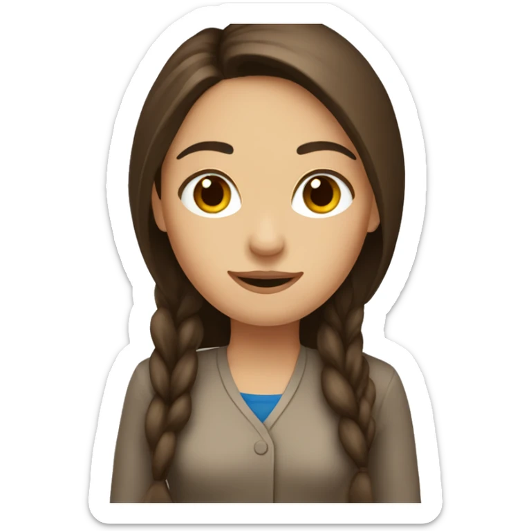 create an emoji of a brunette girl teaching with long brown hair sticker
