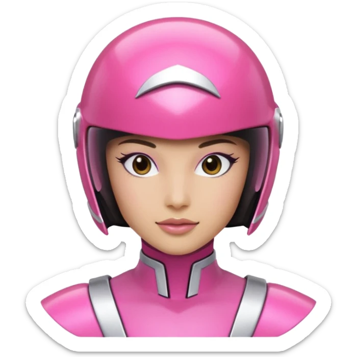 pink power ranger, woman emoji, only head, pink power ranger helmet on sticker