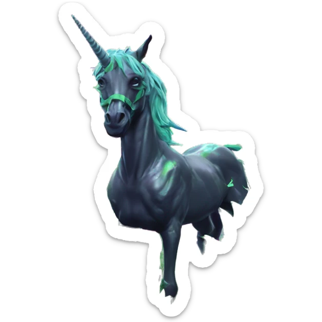 420 .Zombie_ Vaporwave black holographic oilslick zombie unicorn smoking yellow caution tape hemp leaves Pegasus hemp plants sticker