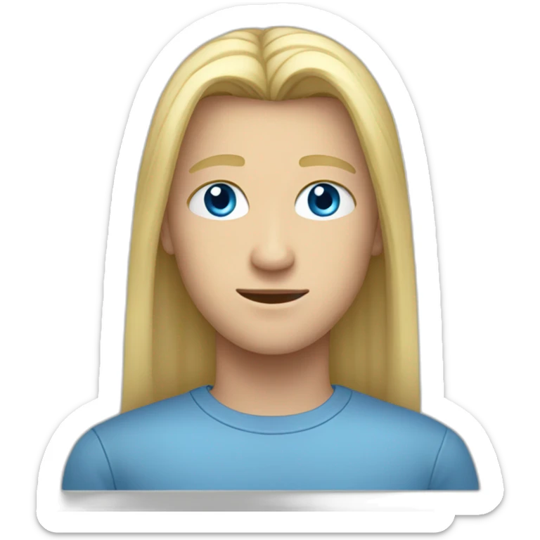 blue-eyed male teen-ager with long straight blond hair sticker