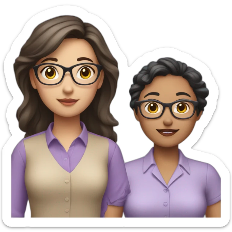girl teacher in glasses with dark hair teacher in a lilac shirt sticker