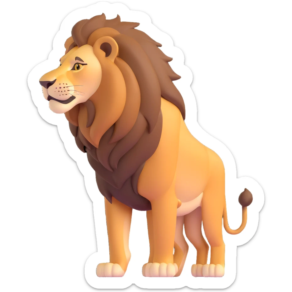 FULL BODY panthera leo male style wild, full flat cute side profile design in 3d soft l centered composition cartoon style128x128 pixels sticker
