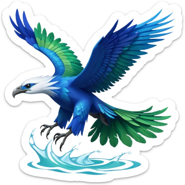Ikran mountain banshee from Avatar The Way of Water, soaring above water, wings spread, blue and green colors sticker
