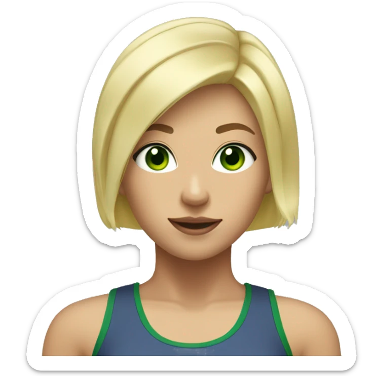  gym blonde girl with green eyes and a short haircut  sticker