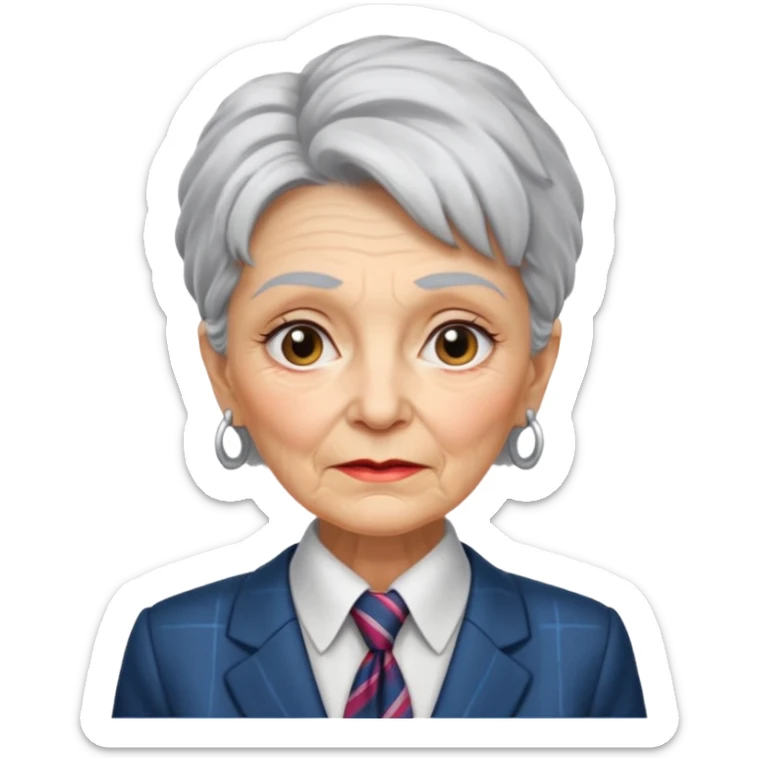 Very old women with Necktie.more smudges on face, different hair style. sticker