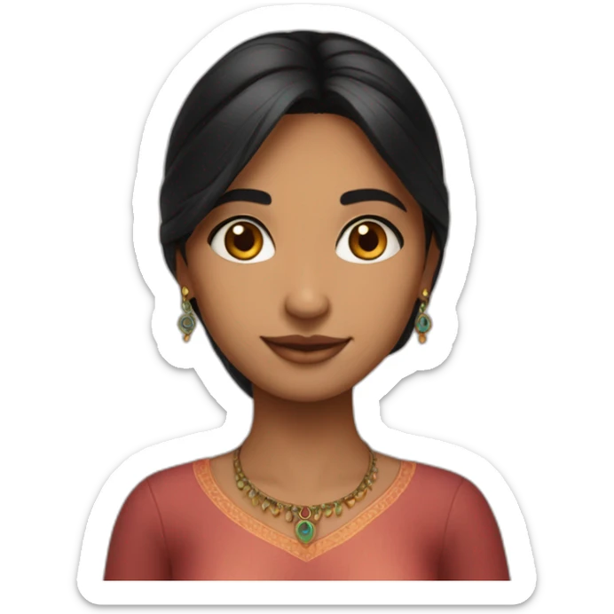 fair skin straight black hair indian girl fair skin doing potery sticker