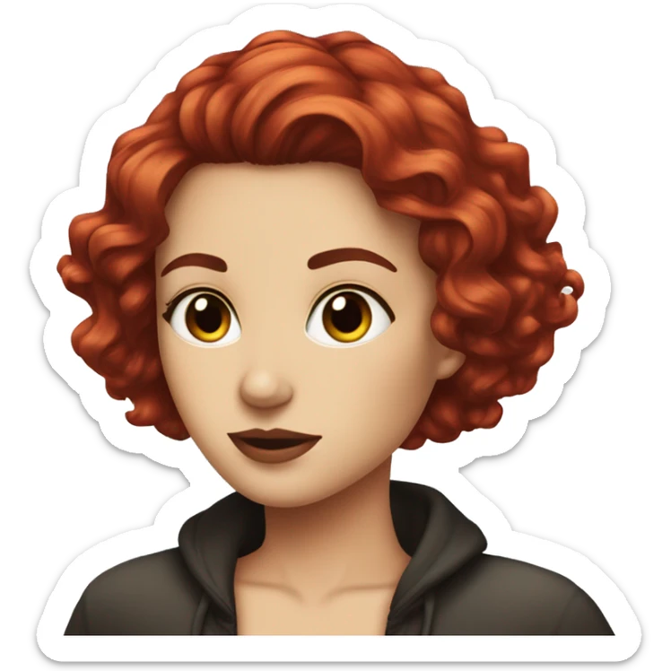 short dark and red hair reflection beauty white girl on the beached  sticker