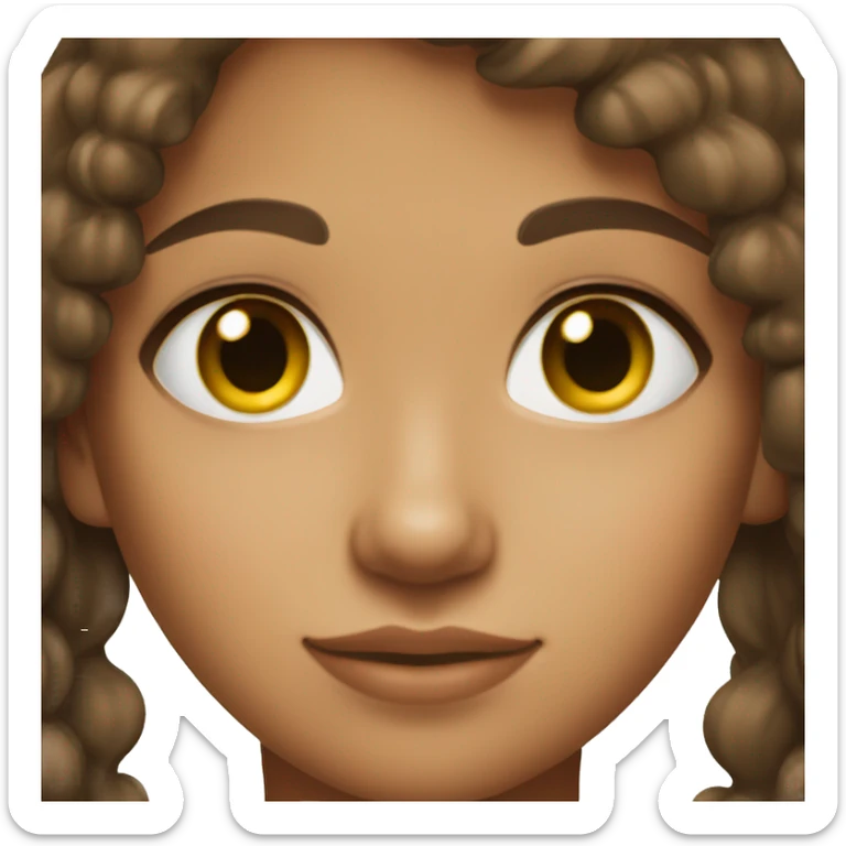 girl with tan skin, green eyes, light freckles, and dark brown hair sticker