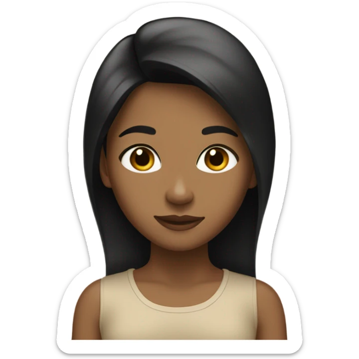 And girl skin color is tan and has black medium hair  sticker