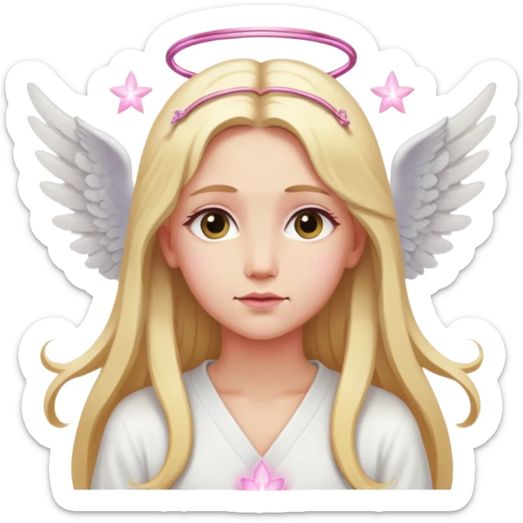 women blond long hair angel and meditation and pink hairpins  sticker
