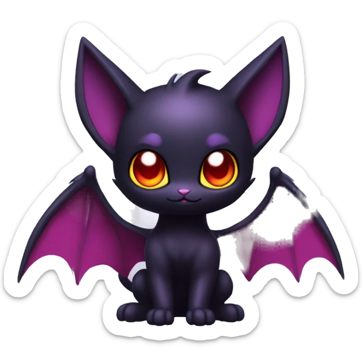 Cool Cute Edgy Dark Black Red Purple Batty Chibi Noibat-Cat-Pokémon-Fakémon-hybrid sticker