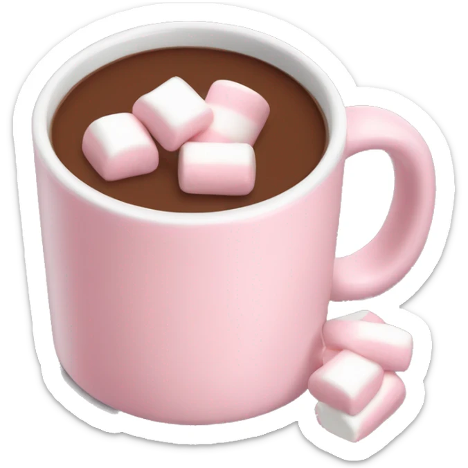 Light Pink mug of hot chocolate with marshmallows  sticker