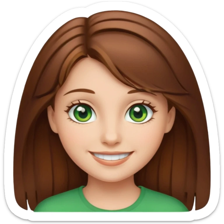 smiling girl with brown hair and green eyes sticker