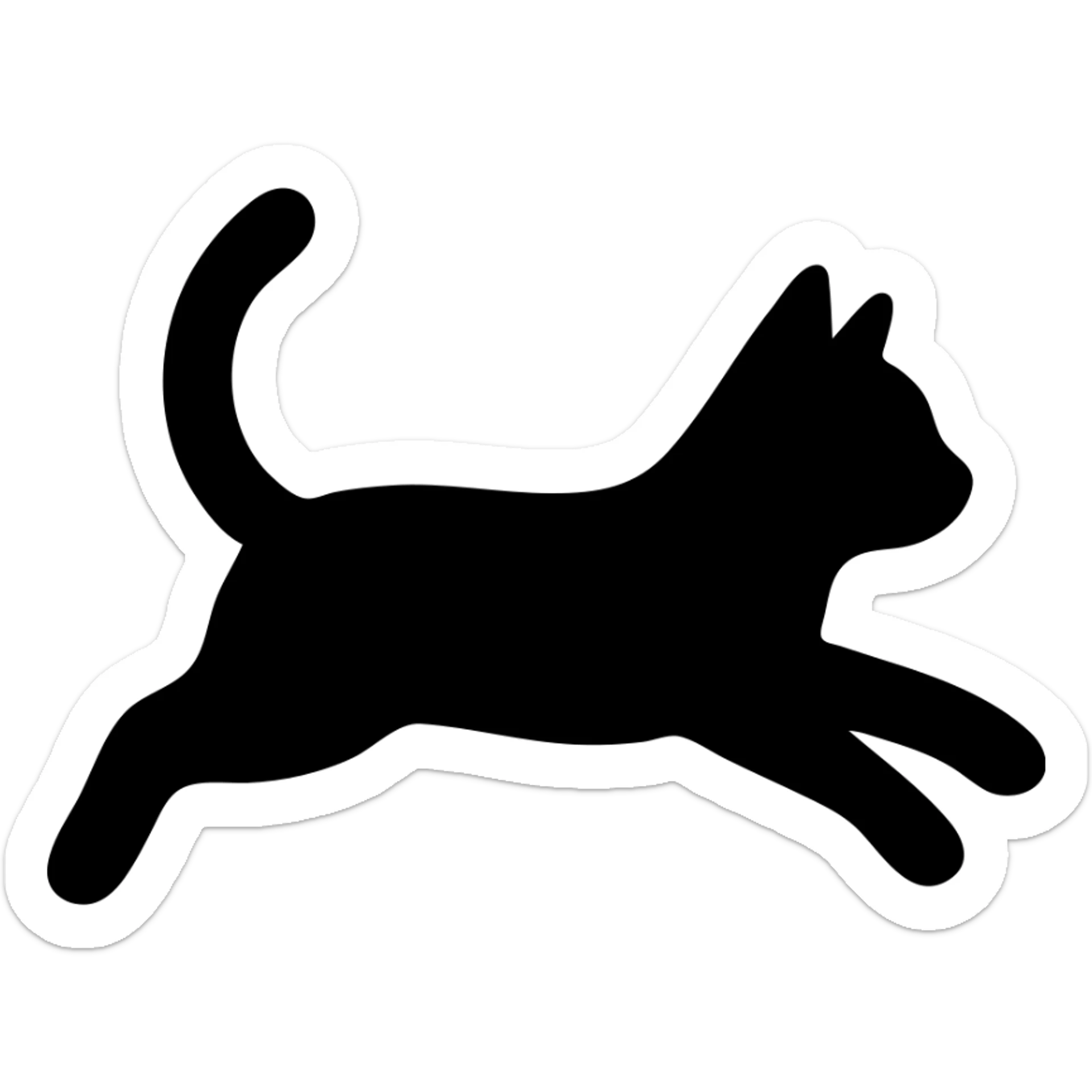 jumping european shorthair cat, minimal flat icon, simple shapes, white background sticker