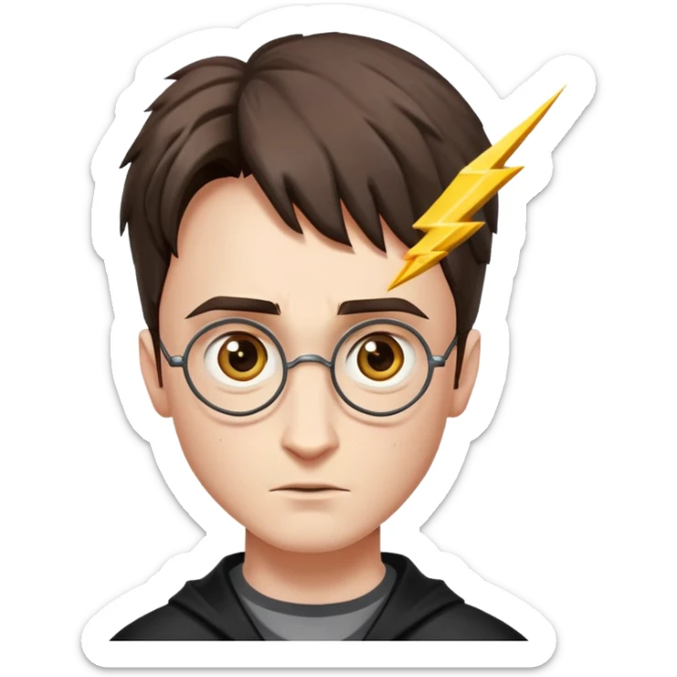 Harry Potter with a Lightning-shaped scar in the middle of the forehead sticker