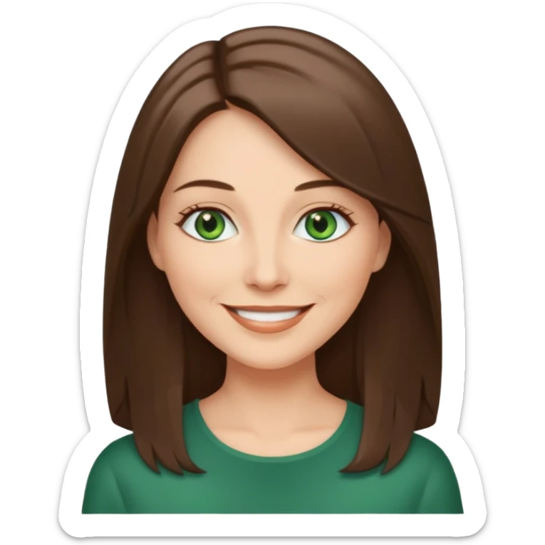 pretty middle age woman with green eyes and long straight ash-brown hair  sticker