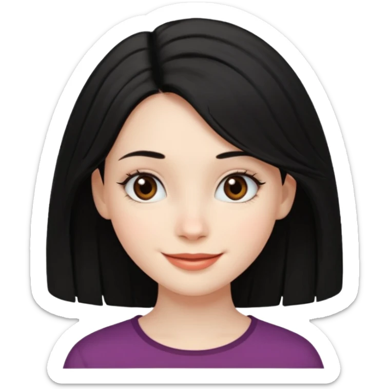 a girl that has black 4c hair textures and pale skin color, It has brown eyes, a nose, lips, and it’s smiling. sticker