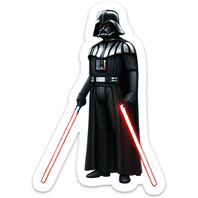 Full body Darth Vader with light saber drawn out to his right side and a very menacing look  sticker