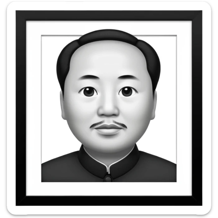 The death of Mao Zedong, black and white, in a picture frame sticker