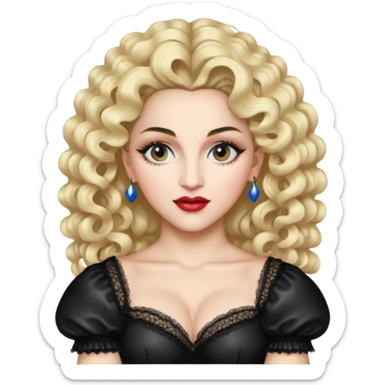 80s girl, pop star Madonna wanna be, big hair sticker