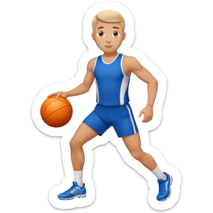 white sportsman in the playground with ball, dressed in sport suit sticker