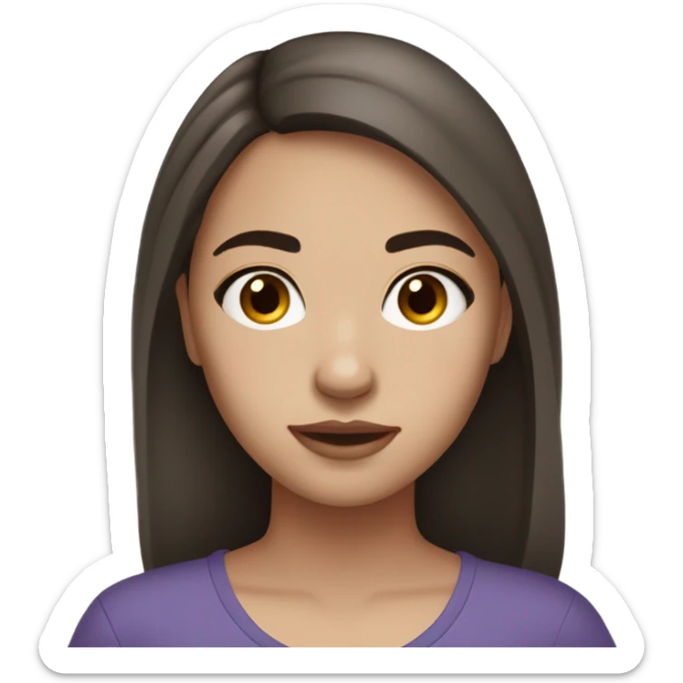 teenage girl with straight brown hair, light skin, freckles, brown eyes, dark eyebrows, and medium lips sticker