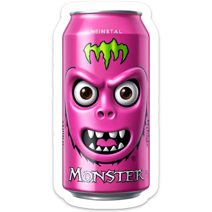 Pink monster energy drink with the logo of original monster company energy drink do not add the face in it just normal monster can  sticker