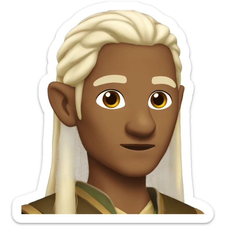 indian legolas with dark brown skin lord of the rings style make him bald sticker