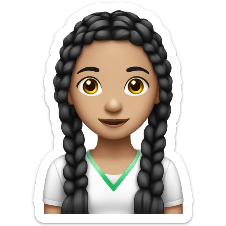 Fair skinned girl with Black braids and a ribbon on her hair sticker