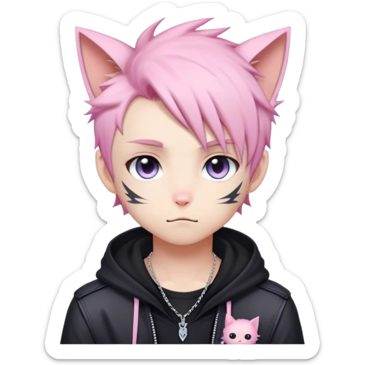 Cute Edgy Attractive Gorgeous Kawaii Pastel Anime Punk Catboy  sticker
