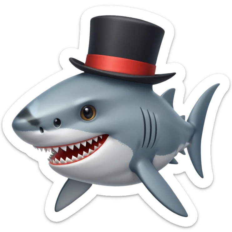 Shark with a top hat sticker