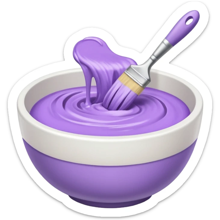 bowl of pastel purple hair dye with a brush next to it sticker