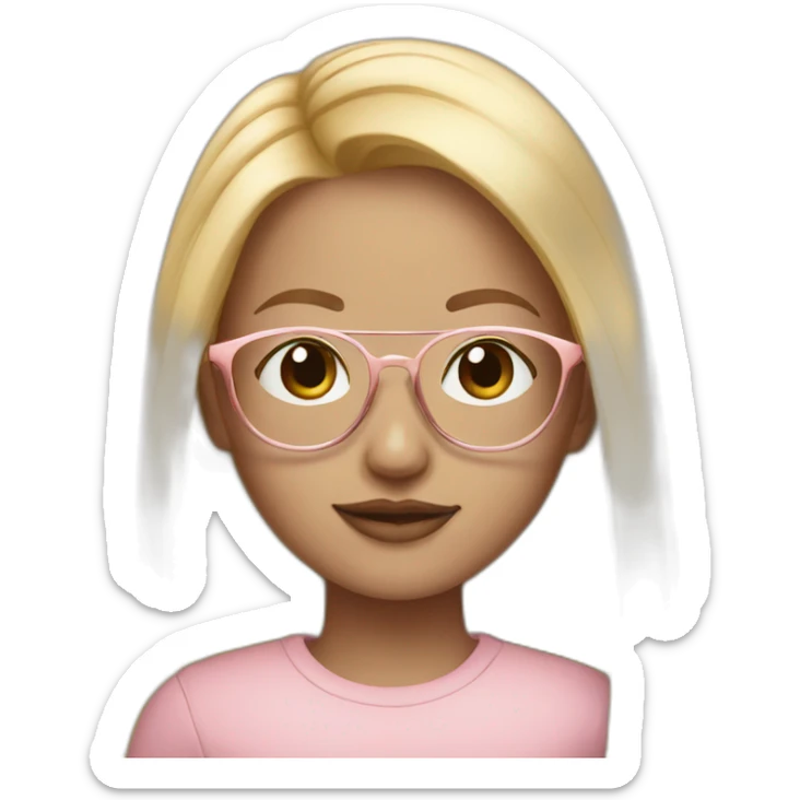 Girl with Long blonde hair and rose gold glasses sticker