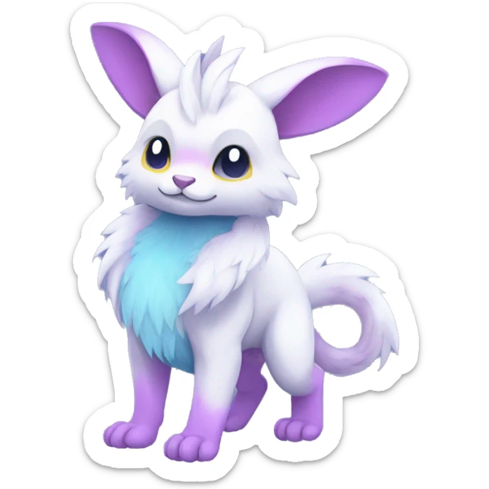 Cute cool white blue purple pink animal hybrid Fakemon full body sticker