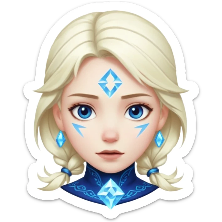 Woman frozen mid-spell, glowing runes around her body, charged silence sticker