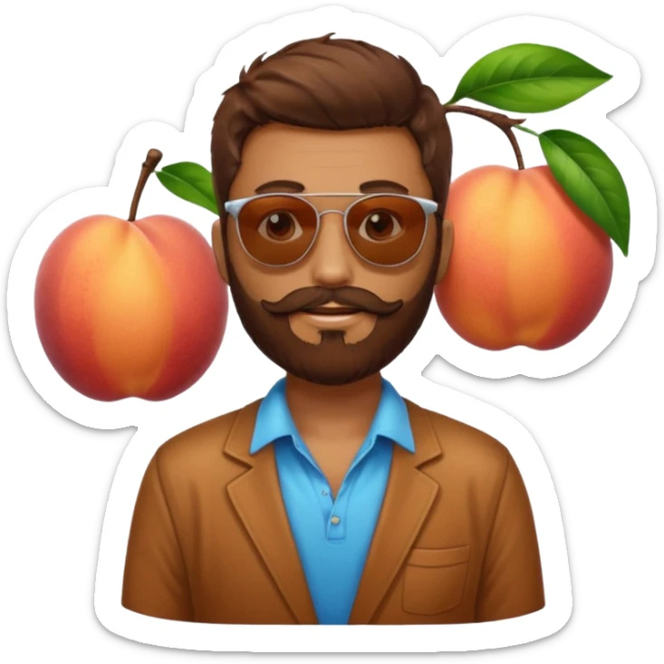 Créer emoji de un homme derrière une pêche avec un lit homme brun avec une barbe  et un lit  sticker