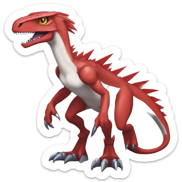 Cool Edgy Digimon-Fakemon-Guilmon-Velociraptor-Dragon-Mecha full body sticker
